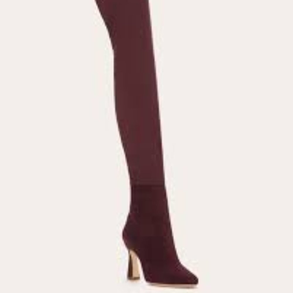 Brand New Never Worn Burgundy Over the Knee Boots Ramy Park Chelsea Paris